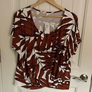 CLEO Twist Tee Top RUST Tropical XL BNWT